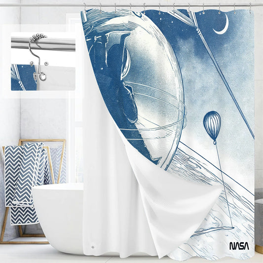 “Orbit of Dreams" NASA Series Shower Curtain Set (Blue)