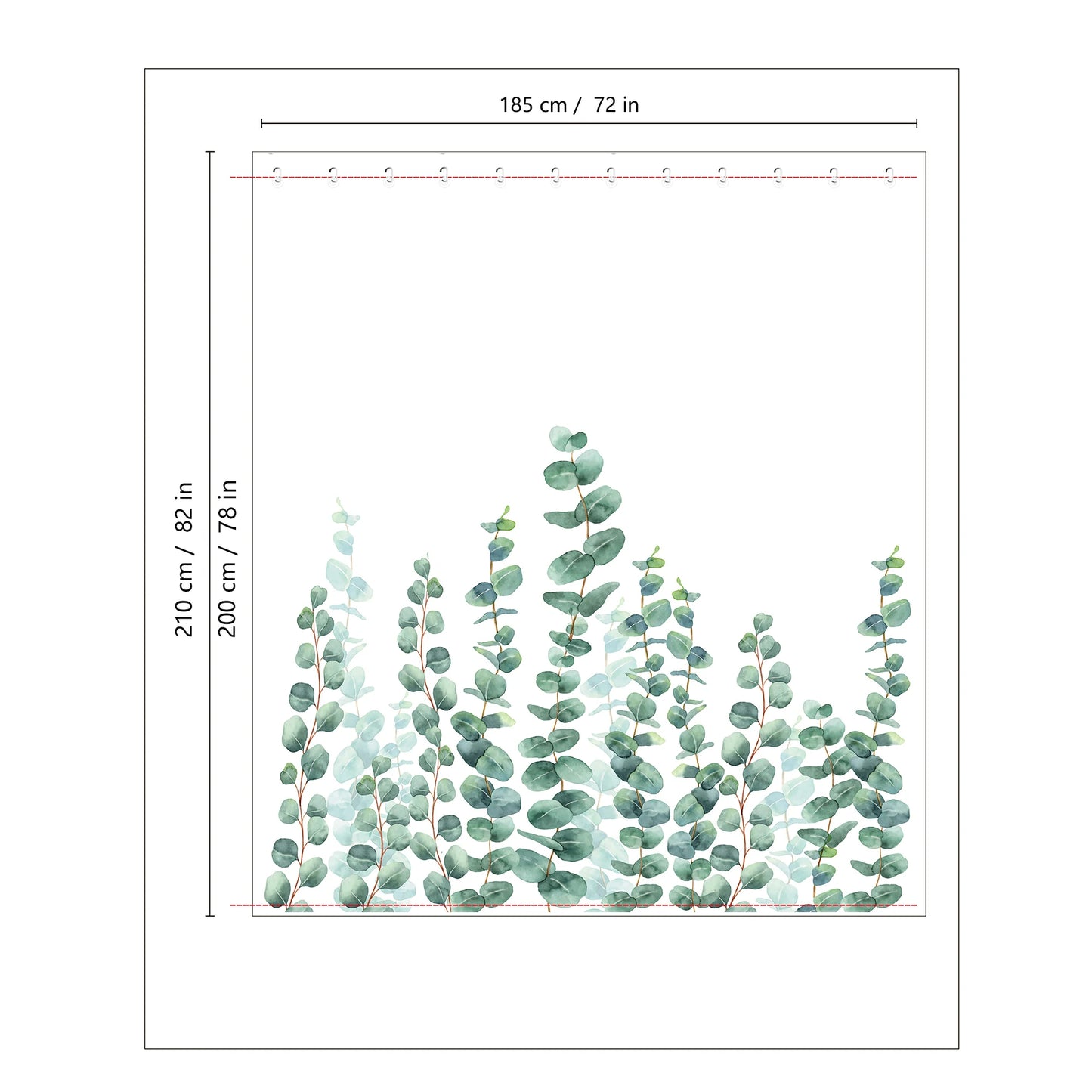 Rustic Eucalyptus Pattern 4 in 1 Bathroom Set