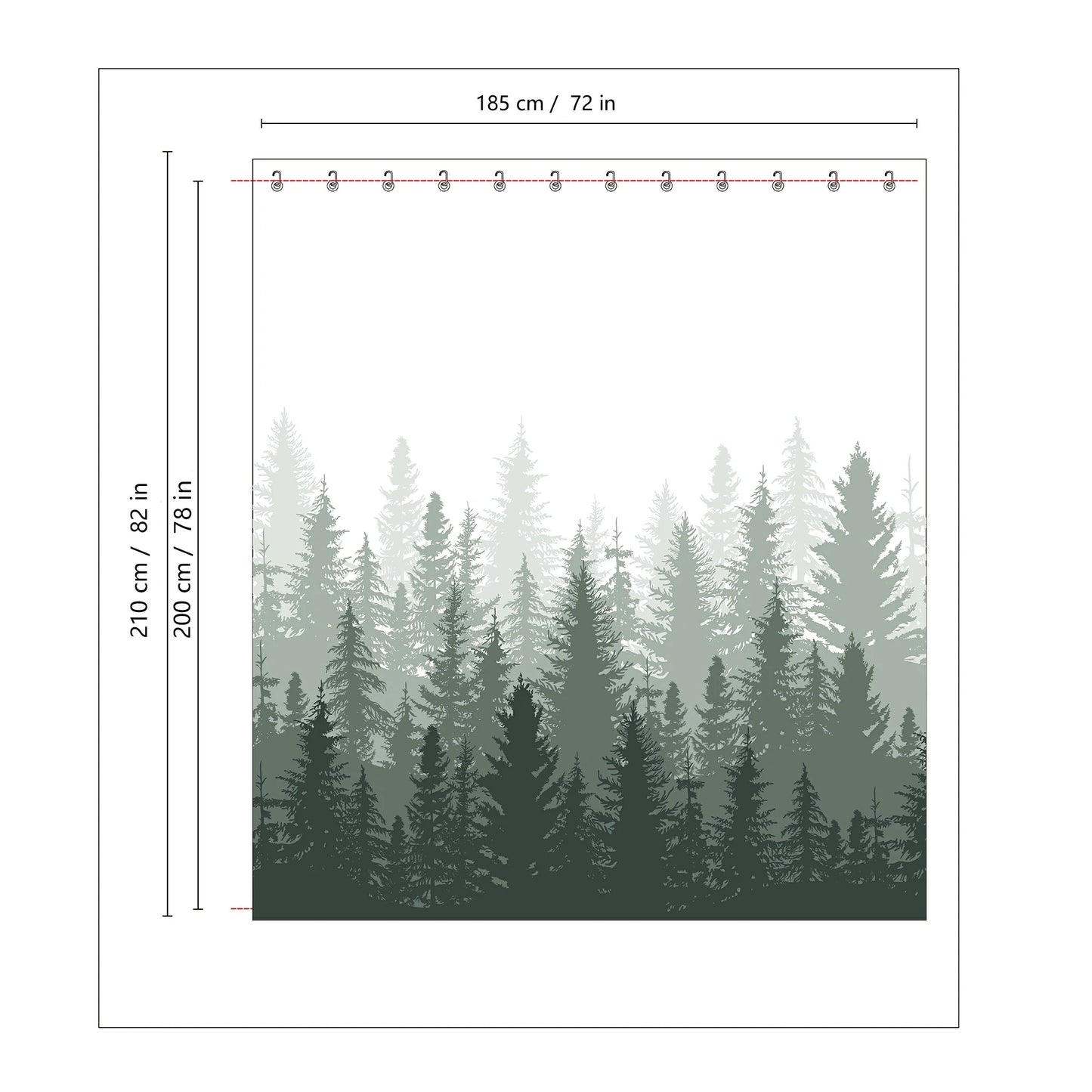 Rustic Mist Forest Farmhouse Shower Curtain Set