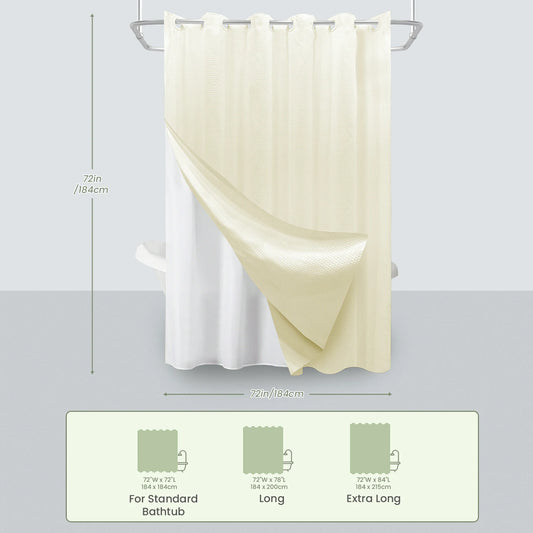 Hookless Solid Waffle Weave Shower Curtain Set