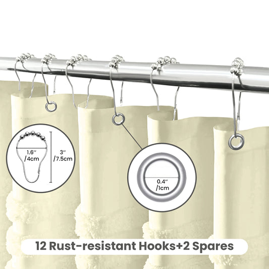 Boho Tufted Textured Striped Tassel Shower Curtain