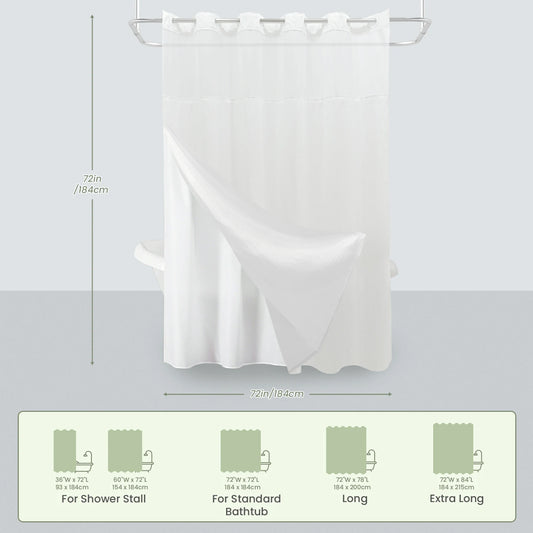 Waffle Weave Hookless Shower Curtain Set with Window