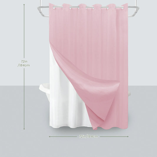 Hookless Solid Waffle Weave Shower Curtain Set