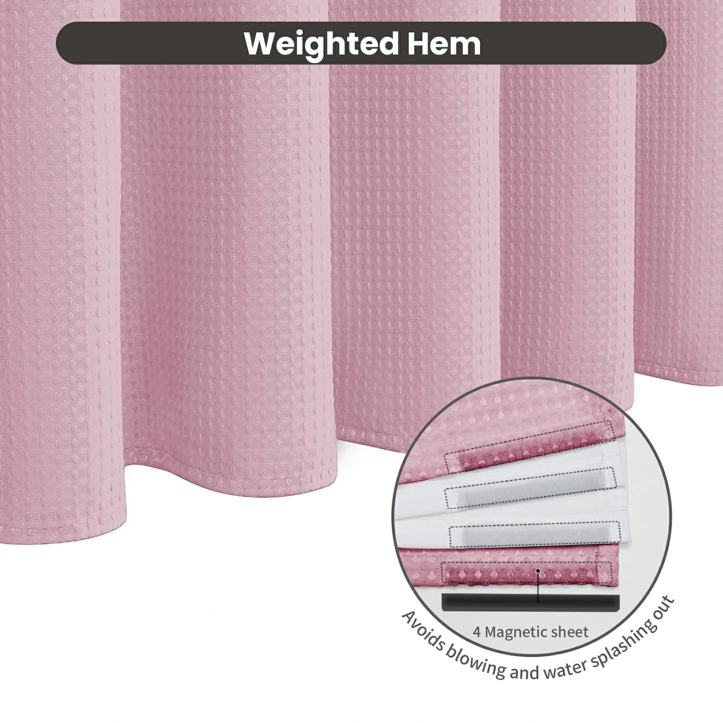 Hookless Solid Waffle Weave Shower Curtain Set