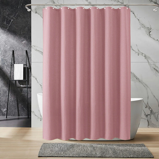Solid Waffle Weave Shower Curtain