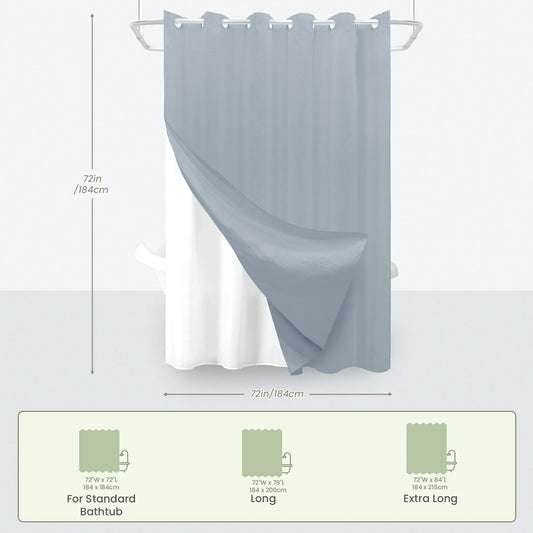 Hookless Solid Waffle Weave Shower Curtain Set
