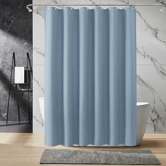 Solid Waffle Weave Shower Curtain