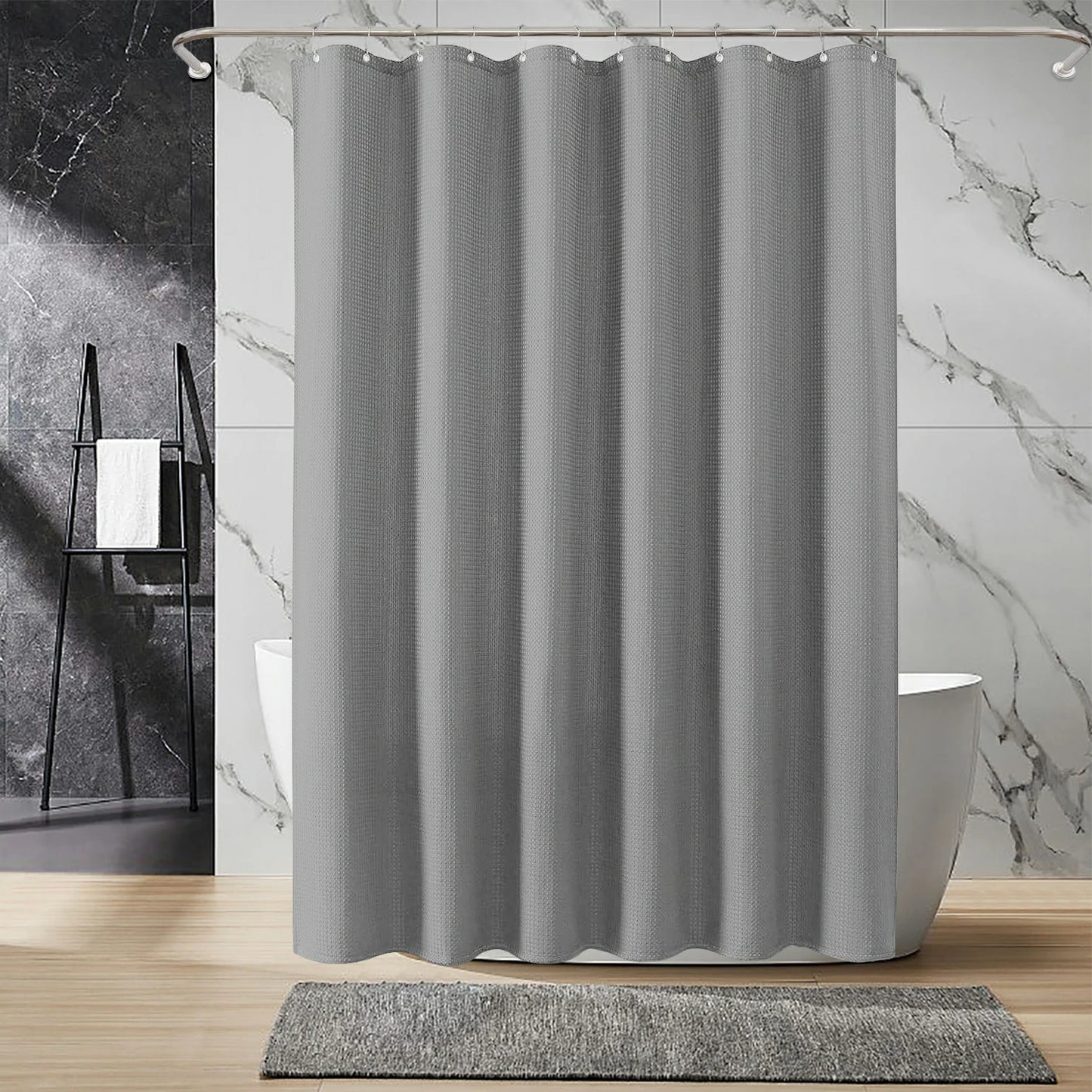Solid Waffle Weave Shower Curtain