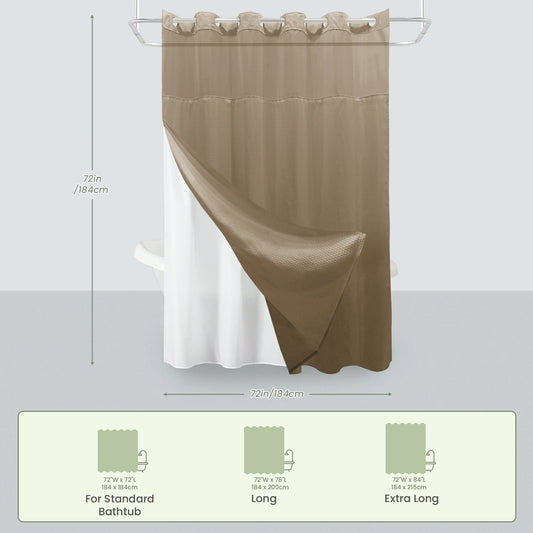 Waffle Weave Hookless Shower Curtain Set with Window