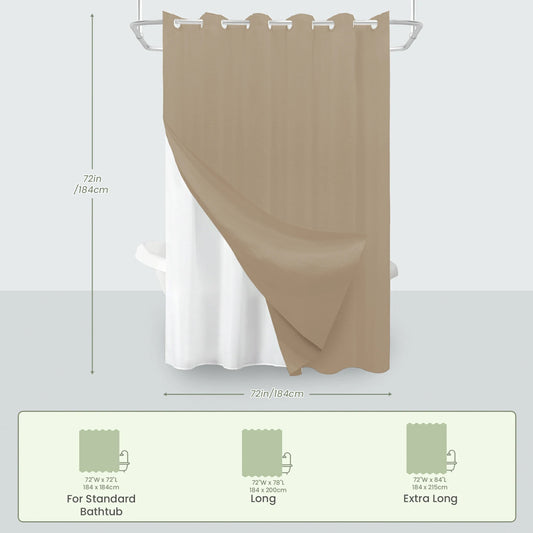 Hookless Solid Waffle Weave Shower Curtain Set