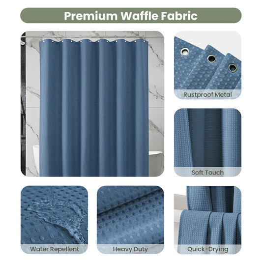 Solid Waffle Weave Shower Curtain