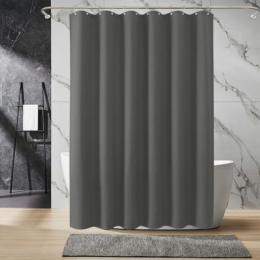 Solid Waffle Weave Shower Curtain