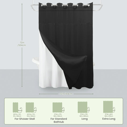 Waffle Weave Hookless Shower Curtain Set with Window