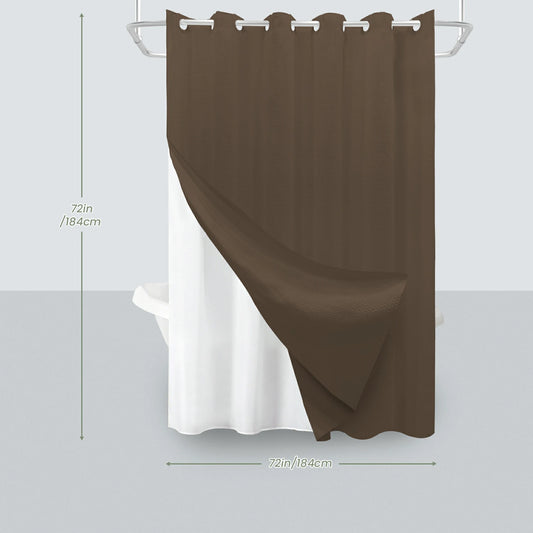 Hookless Solid Waffle Weave Shower Curtain Set