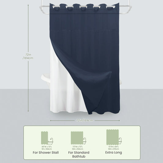Waffle Weave Hookless Shower Curtain Set with Window