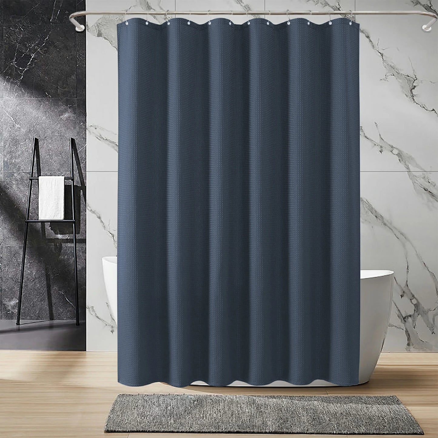 Solid Waffle Weave Shower Curtain