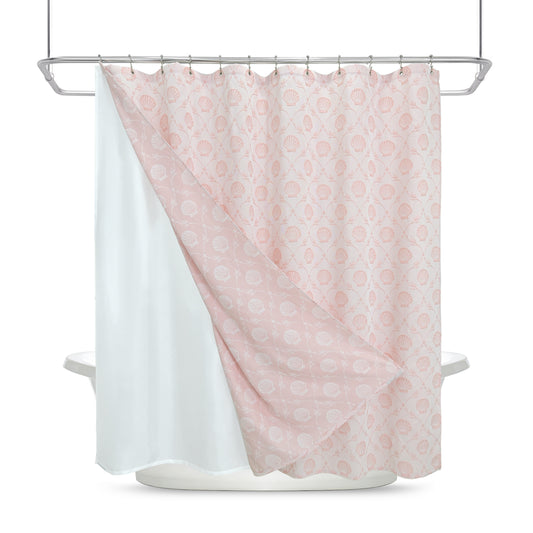 Coastal Loft Series Matelassé Jacquard Shower Curtain (Shell Pink)