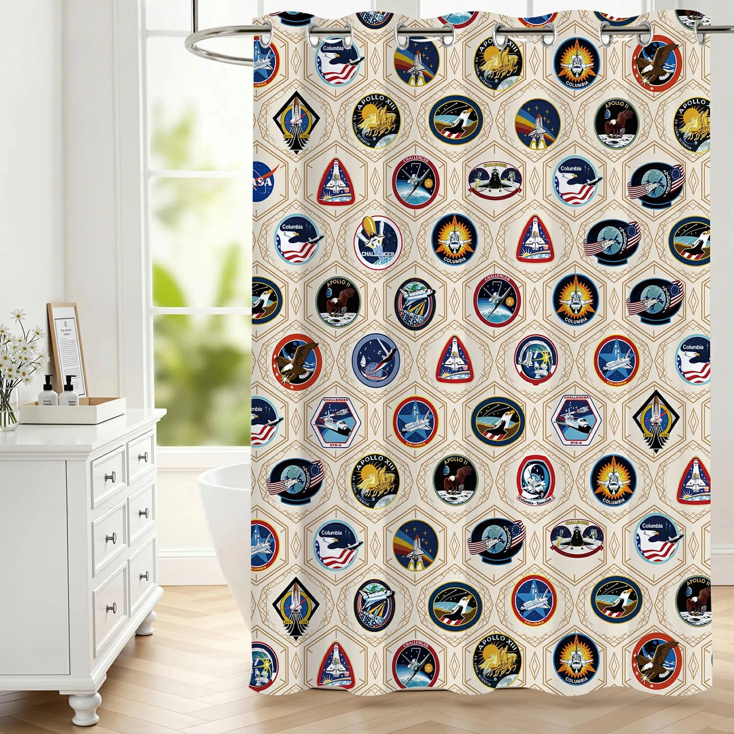 “Mission Patch Mosaic" NASA Series Shower Curtain Set