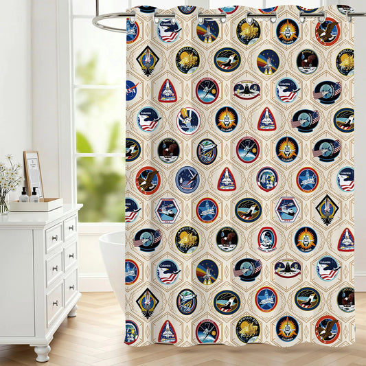 “Mission Patch Mosaic" NASA Series Shower Curtain Set
