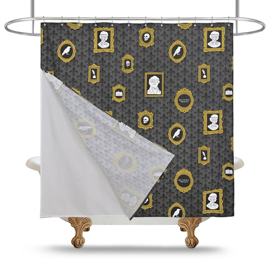 “The Tapestry of Torment" Wuthering Height Series Shower Curtain Set with Gold Fleur-de-Lis