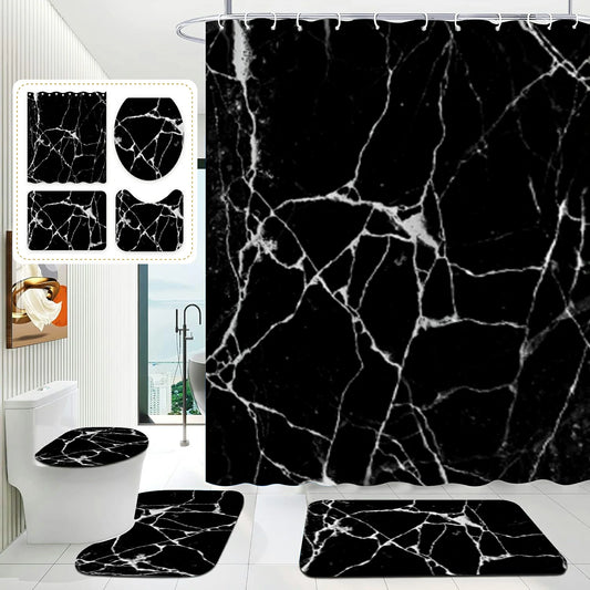 Marble Pattern Shower Curtain Set