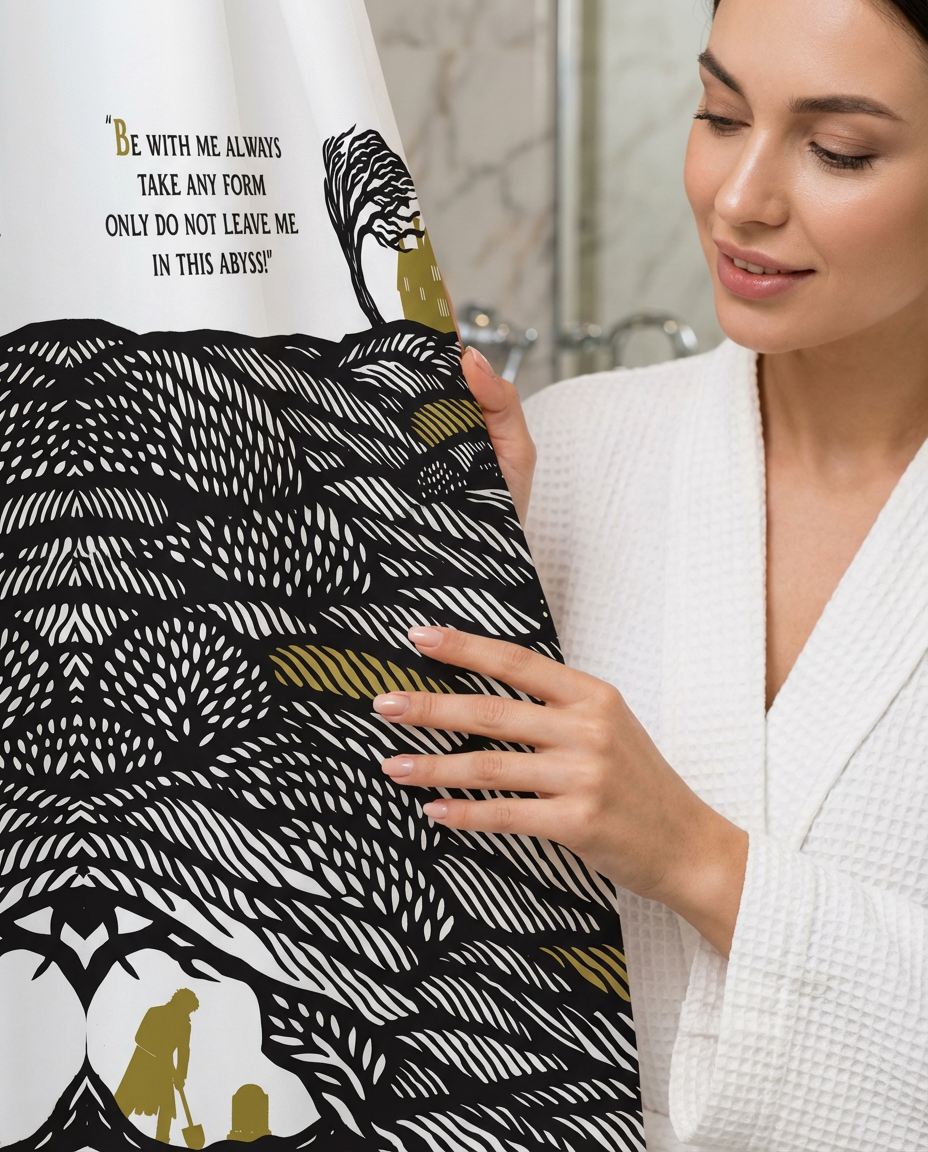 “Embrace the Abyss" Wuthering Height Series Shower Curtain Set