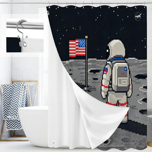 “Eight-Bit Moonwalk" NASA Series Shower Curtain Set