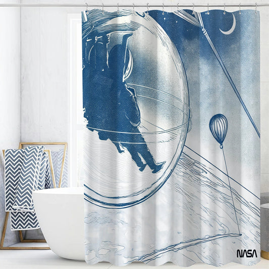 “Orbit of Dreams" NASA Series Shower Curtain Set (Blue)