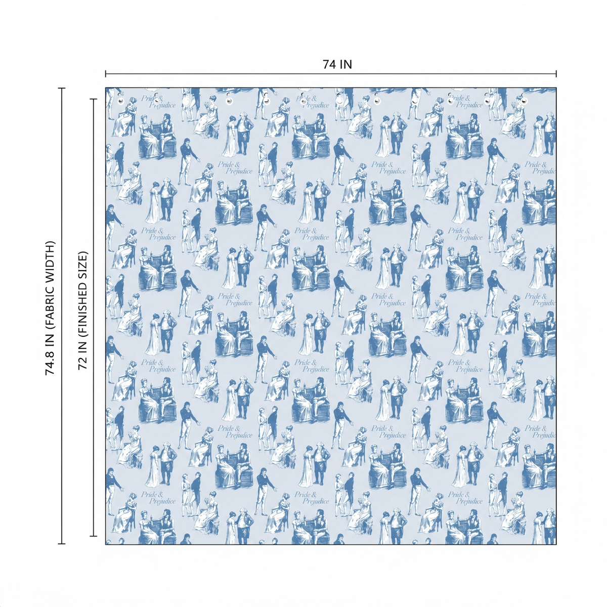 ride & Prejudice Literary Toile Shower Curtain