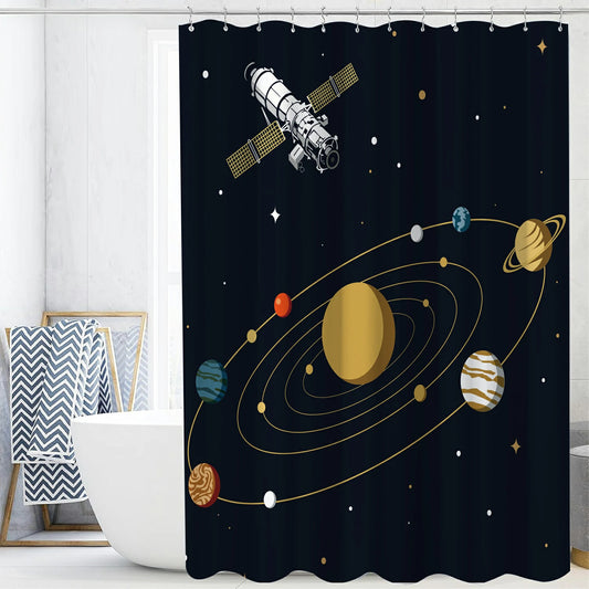 “Golden Orbits" NASA Series Shower Curtain Set