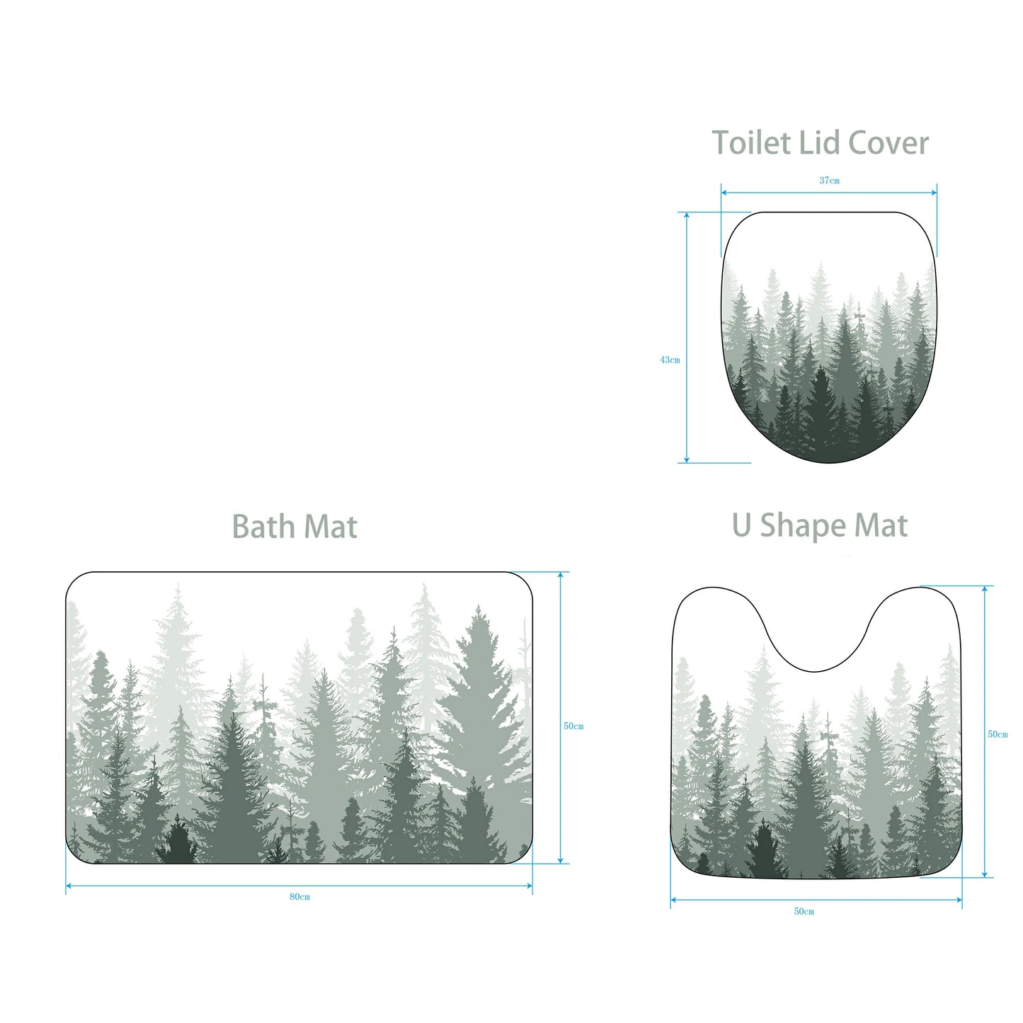 Rustic Mist Forest Farmhouse Shower Curtain Set