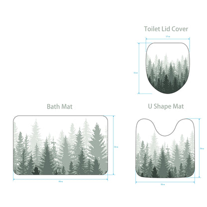 Rustic Mist Forest Farmhouse Shower Curtain Set