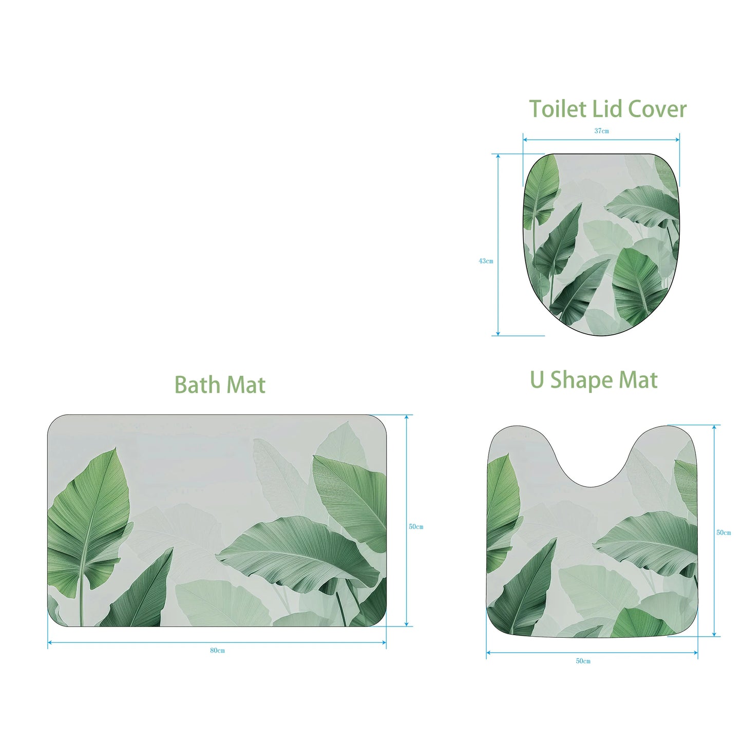 Plantain Leaves Bathroom Shower Curtain Set
