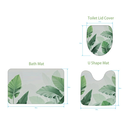 Plantain Leaves Bathroom Shower Curtain Set