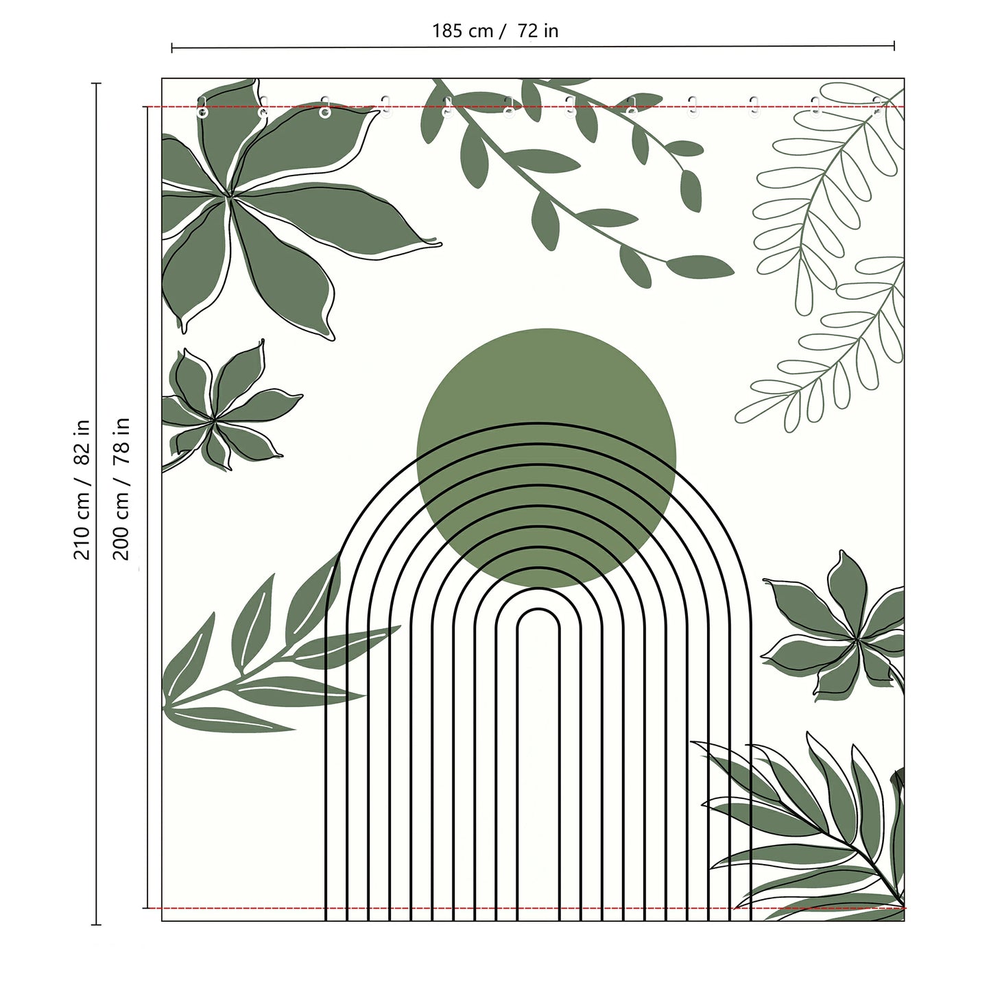 Leaves & Geometry Bathroom Shower Curtain Set