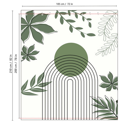 Leaves & Geometry Bathroom Shower Curtain Set