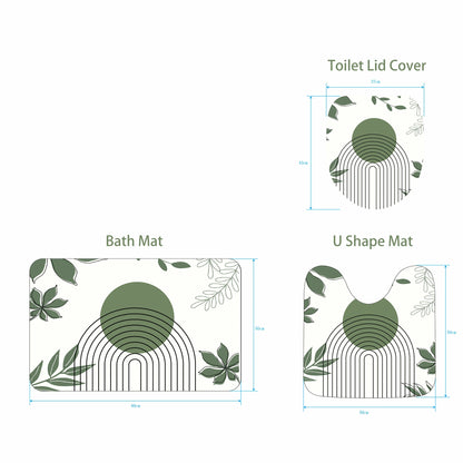 Leaves & Geometry Bathroom Shower Curtain Set