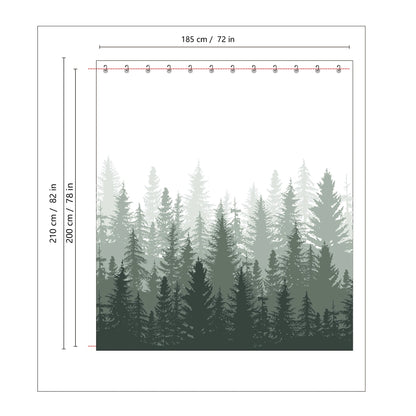 Rustic Mist Forest Farmhouse Shower Curtain Set