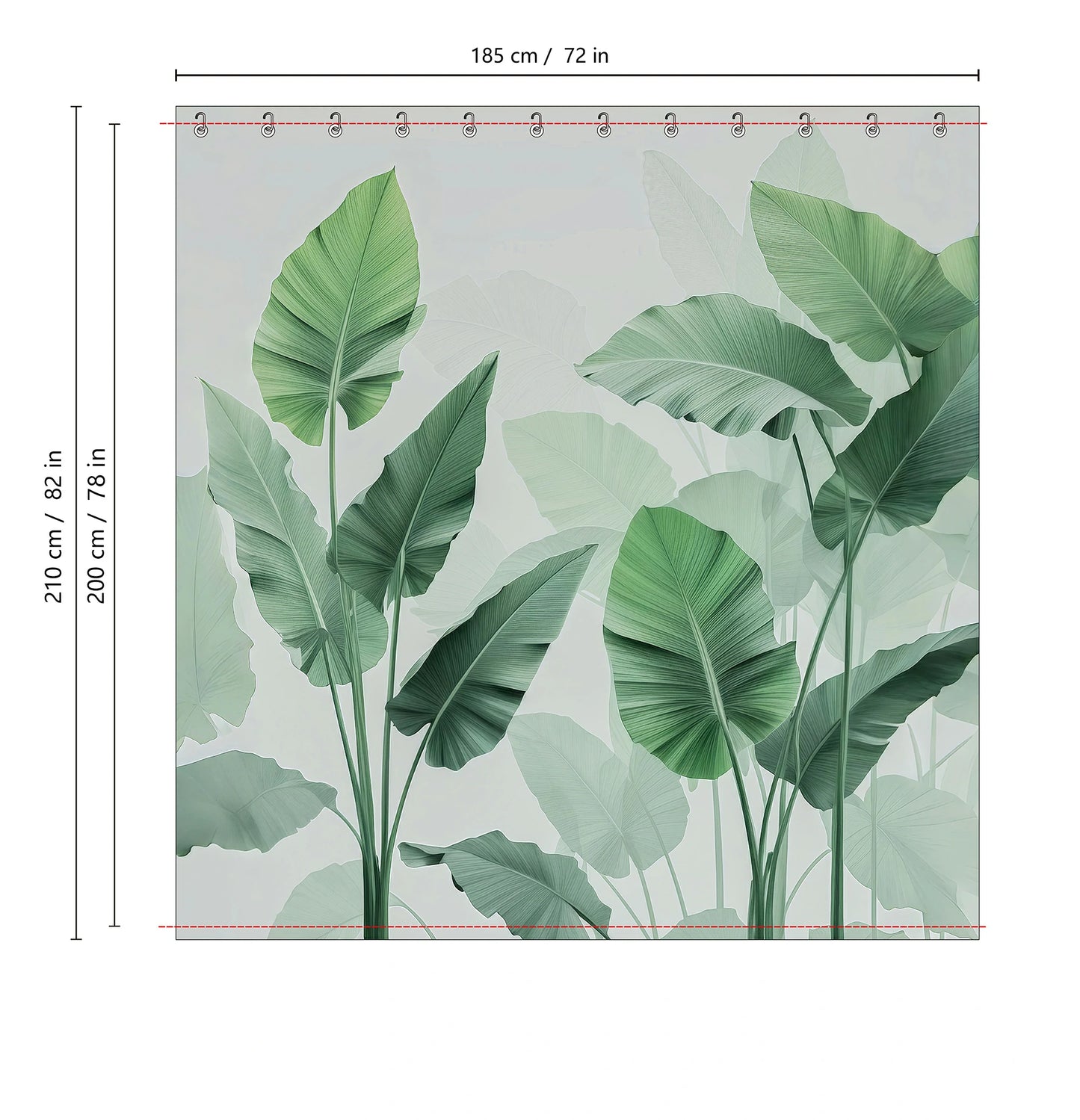 Plantain Leaves Bathroom Shower Curtain Set