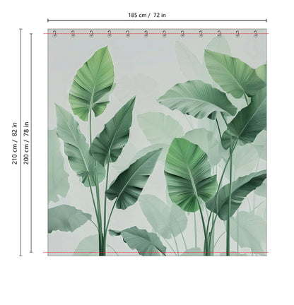 Plantain Leaves Bathroom Shower Curtain Set