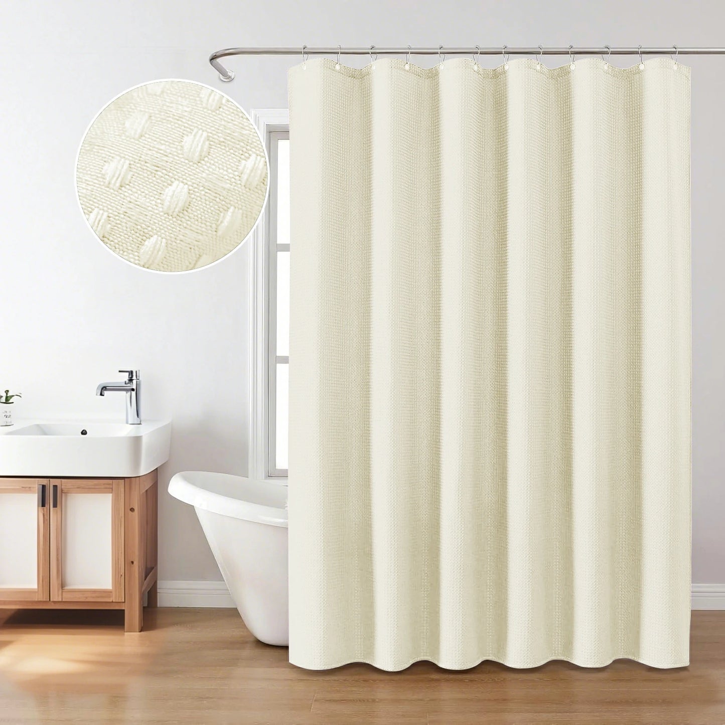 Solid Waffle Weave Shower Curtain