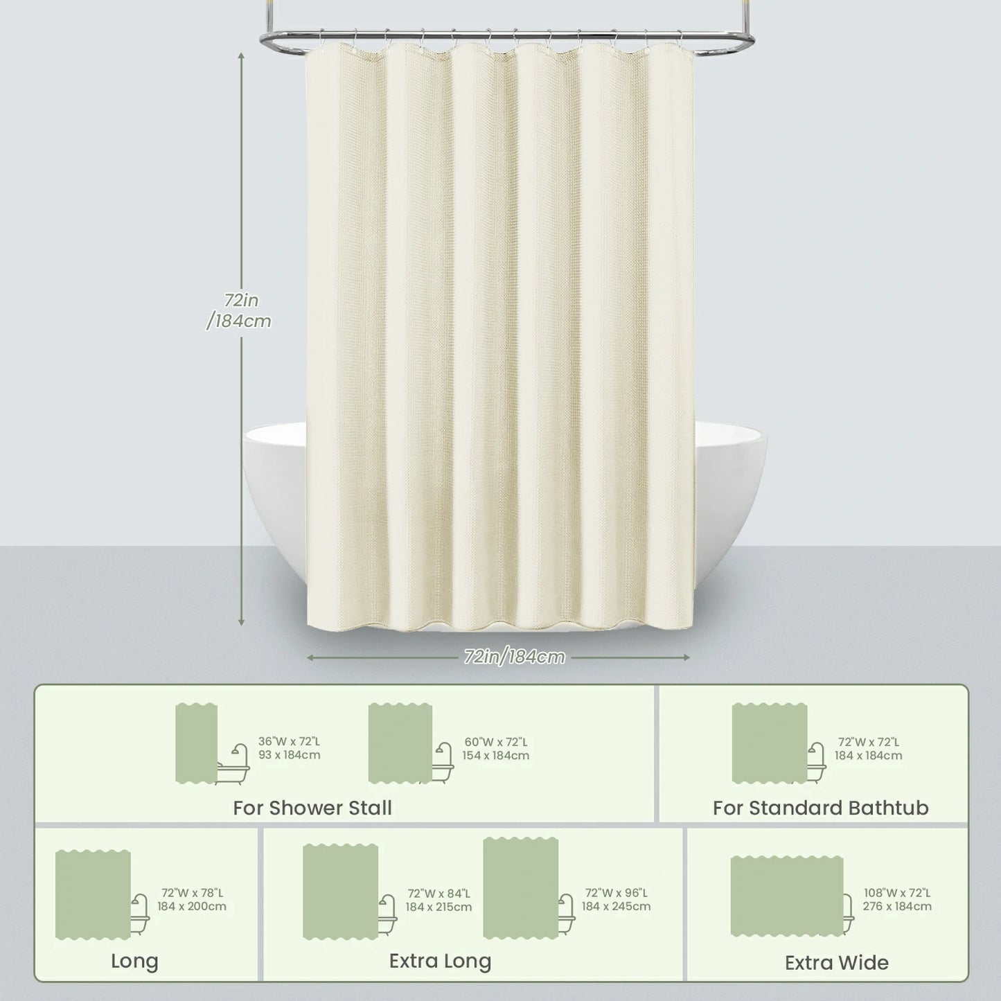 Solid Waffle Weave Shower Curtain