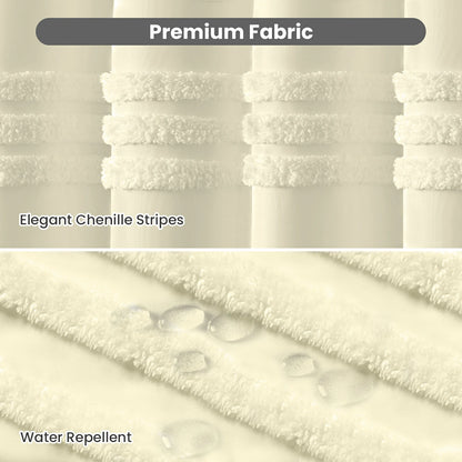 Boho Tufted Textured Striped Tassel Shower Curtain