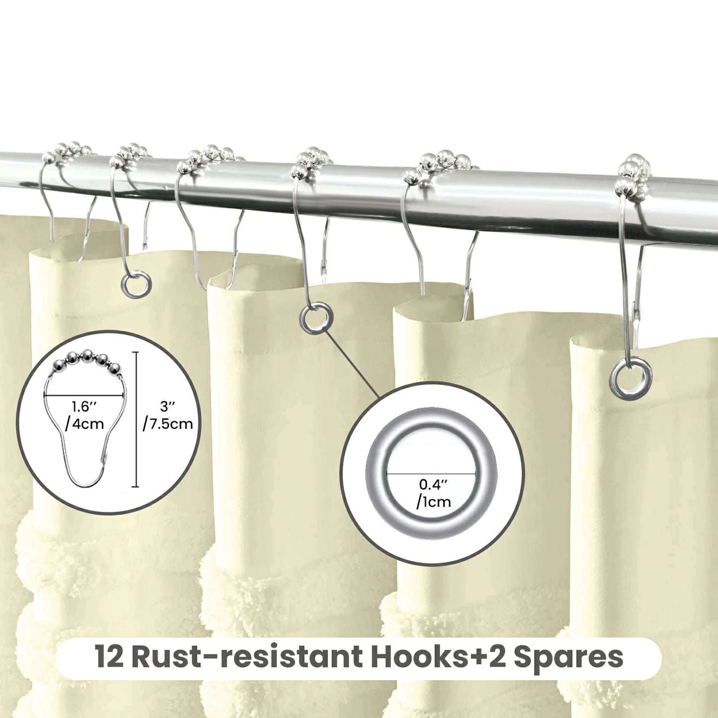 Boho Tufted Textured Striped Tassel Shower Curtain