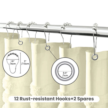Boho Tufted Textured Striped Tassel Shower Curtain
