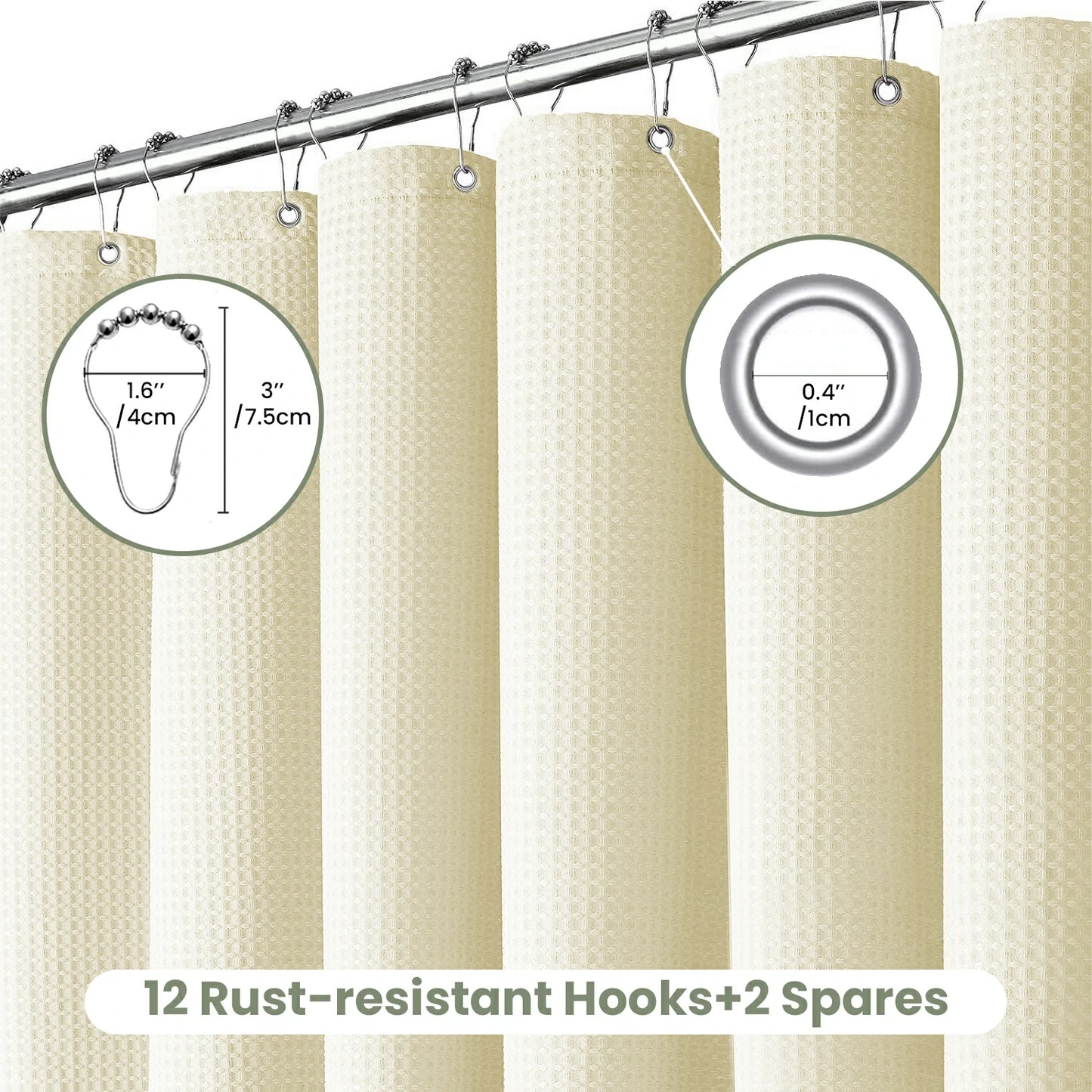 Solid Waffle Weave Shower Curtain