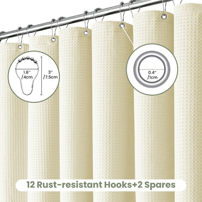 Solid Waffle Weave Shower Curtain