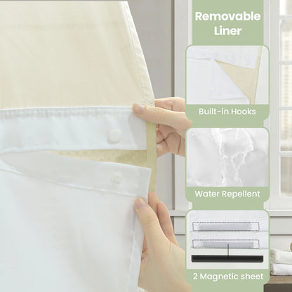 Waffle Weave Hookless Shower Curtain Set with Window