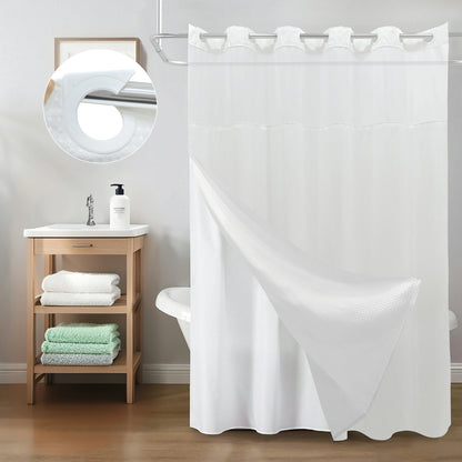 Waffle Weave Hookless Shower Curtain Set with Window