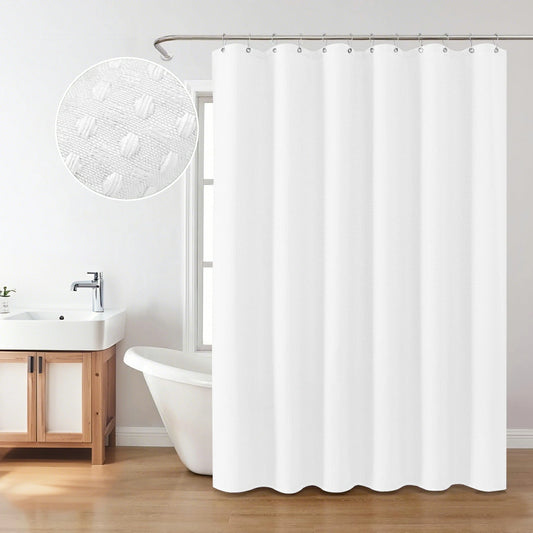 Solid Waffle Weave Shower Curtain